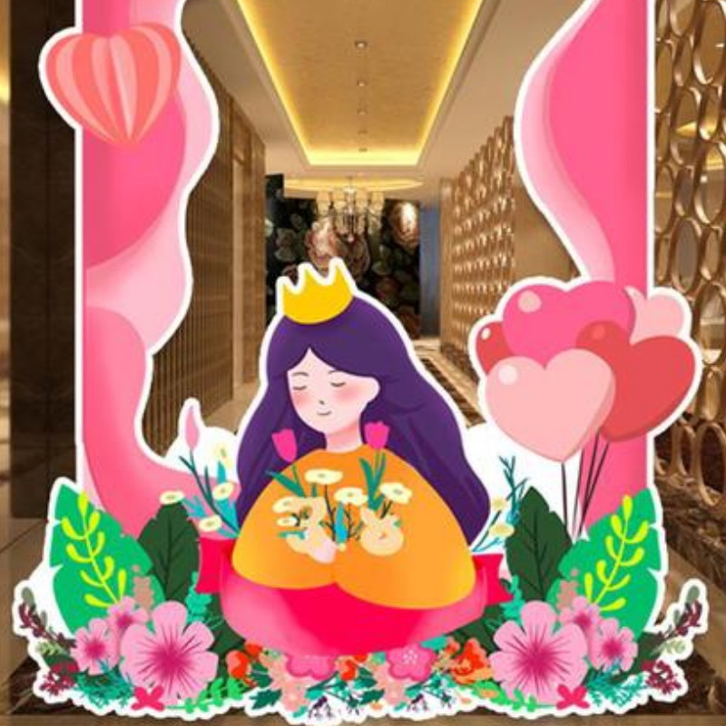 金昌三八妇女节庆典手持牌商场珠宝店汽车4S店公司氛围拍摄相框KT板装饰布置设计